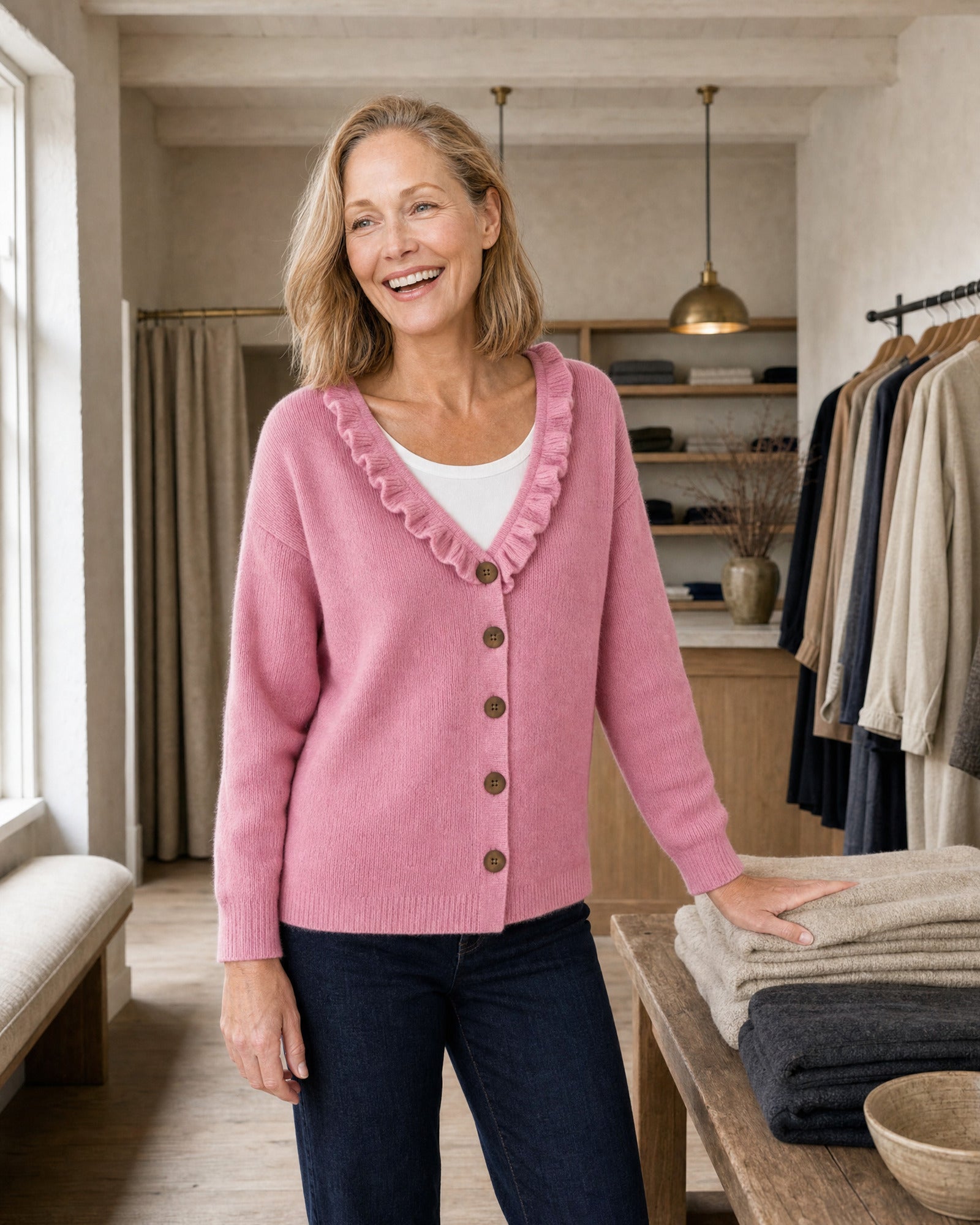 Ruffle-Collar Knit Cardigan | Marendale